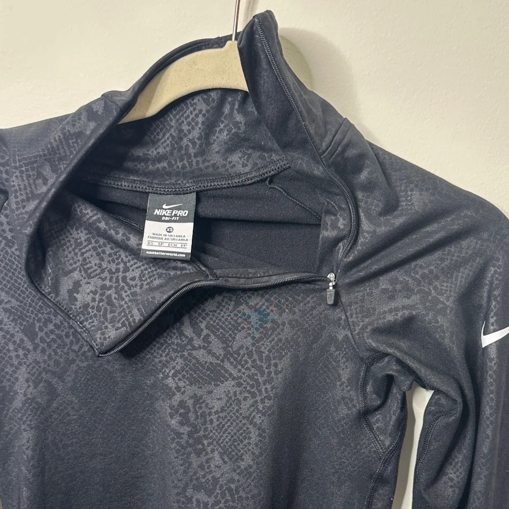 Nike Pro Black Snake Print Quarter Zip